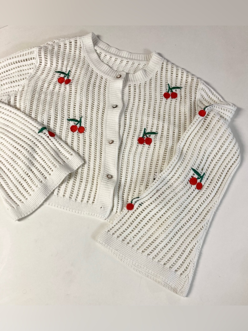 Cherry Pacth Crochet Sweater